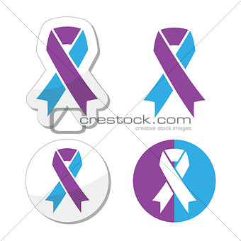Purple and blue ribbon - pediatric strokes awareness