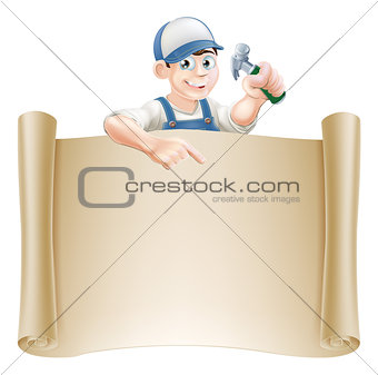 Hammer guy and scroll