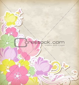 Background with pink and yellow flowers