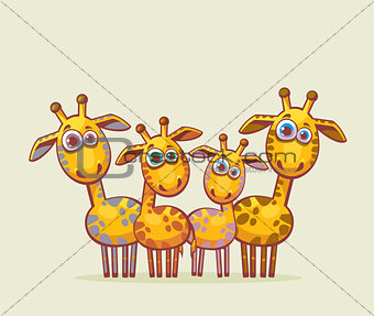 Cartoon giraffes family.