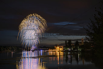 Fireworks on the riverfront Ticino, Sesto Calende - Varese