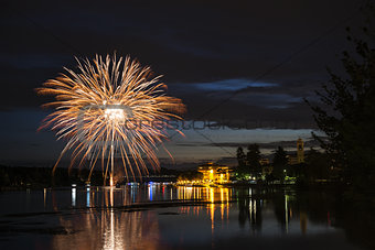 Fireworks on the riverfront Ticino, Sesto Calende - Varese