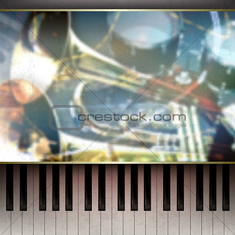 abstract grunge background with piano on brown