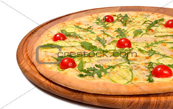 Pizza with tomato mozzarella and meat