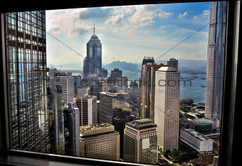 Hong Kong Window view from skyscraper