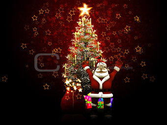Santa Claus with arms up