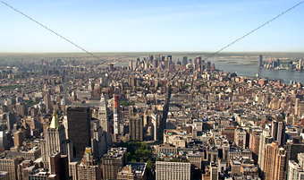Panoramic view Midtown and downtown of manhattan
