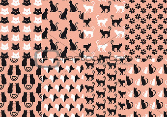 cat and dog seamless pattern, vector
