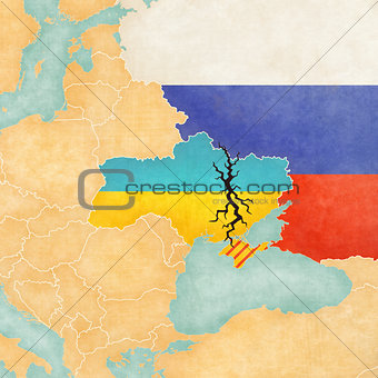 Map of Ukraine with Crack