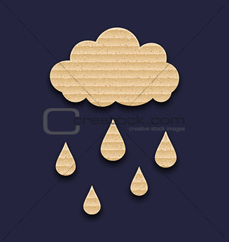 Carton paper cloud with rain drops