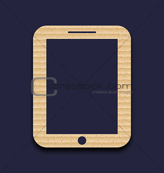 Abstract carton paper tablet pc isolated on dark background
