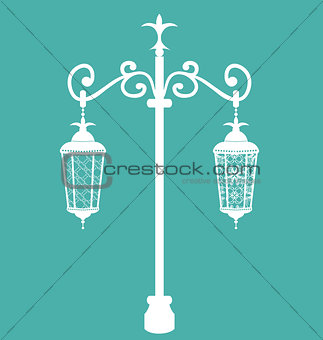 Vintage forging ornate streetlamps isolated
