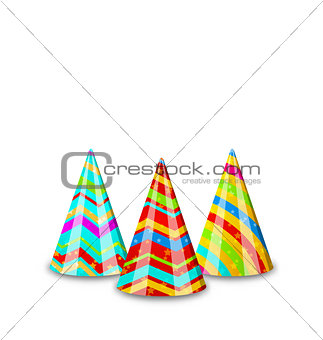 Colorful party hats for your holiday, isolated on white backgrou