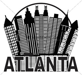 Atlanta Skyline Circle Black and White Illustration