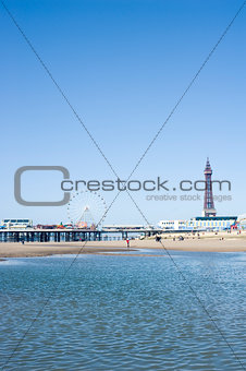Blackpool Tower and piers, Blackpool, England