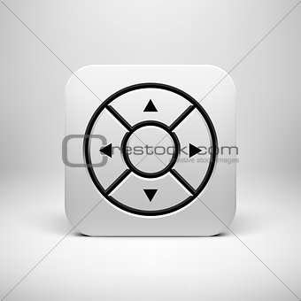 White Abstract Joystick  App Icon Button Template
