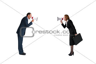 business concept conflict megaphone isolated