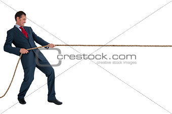businessman pulling a rope