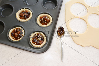 Making mince pies in the kitchen
