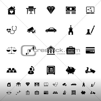 Insurance related icons on white background