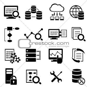 Big data, cloud computing and technology icons