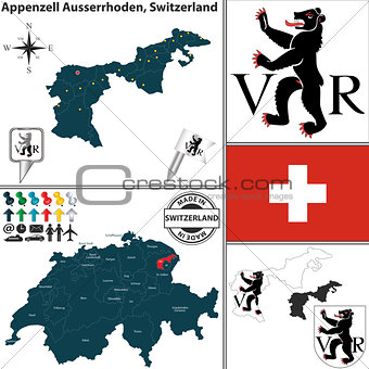 Map of Appenzell Ausserrhoden, Switzerland
