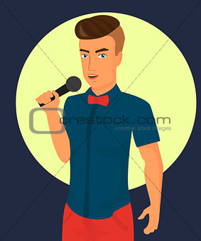 male rock singer with microphone.
