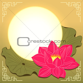 Mid Autumn Festival Lotus Flower and Moon