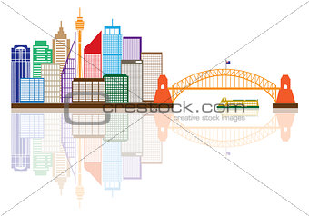 Sydney Australia Skyline Color Illustration
