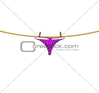 Women's panties hanging on rope