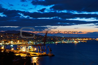 A view of the city of Vigo after sunset. Galicia, Spain