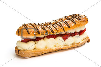 Eclair isolated on white background