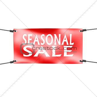 Banner seasonal sale with four ropes on the corner