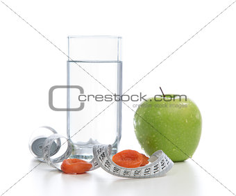Dietting sport breakfast diabetes weight loss concept tape measu