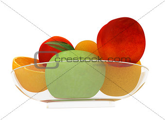 Citrus and apple on a plate
