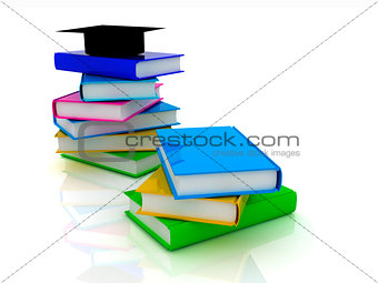 Graduation hat with books