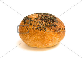 Fresh bread with poppy seed isolated on white background