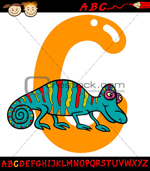 letter c for chameleon cartoon illustration