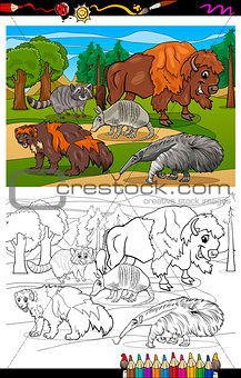 mammals animals cartoon coloring book
