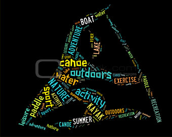 canoe pictogram with colorful wordings