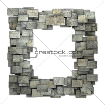 3d gray frame tile grunge pattern on white