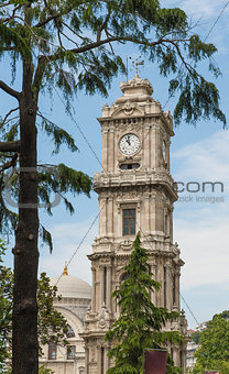 Ornate ottoman clock tower in istanbul