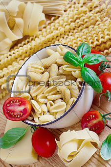 Pasta, tomato and basil