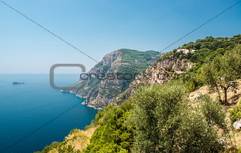 Via Nastro Azzurro, Amalfi Coast. Stunning landscape with hills 