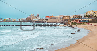 Cadiz coastline in winter. Southwestern Spain