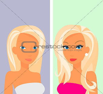 Blonde sensual woman - with and without make-up