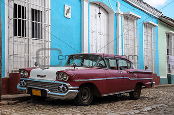 Old retro car on street in Havana Cuba