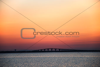 Sunset at the Oland Bridge in Sweden