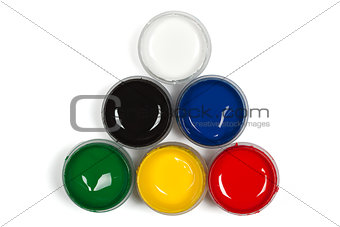 Colorful paints, isolated on white background, with clipping pat