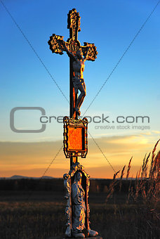 Calvary in meadow